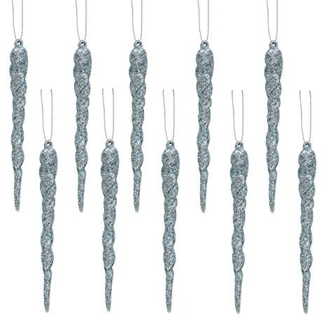 Christmas Concepts® 12cm Glitter Icicle Decorations Christmas Tree Trims (ICE BLUE, 10)