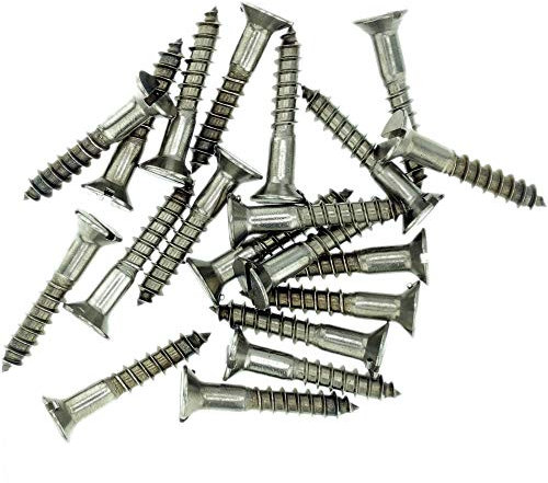 Lot de 20 vis à bois à tête fraisée fendue en acier inoxydable A2 n°8 x 2,35 (4 x 60 mm)