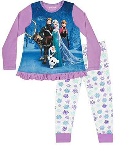 Disney Frozen Schlafanzug | Die Eiskönigin Pyjama Mädchen | Anna ELSA Kristoff Olaf & Sven | Prinzessinnen Schlafanzüge Für Kinder Mehrfarbig 140cm