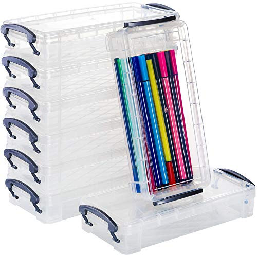WUWEOT 8 Pack Large Capacity Plastic Pencil Box With Snap-Tight Lid, Office Supplies Storage Organizer, Watercolor Pen Drawing Tools Container, 21.6 x 10 x 3.8cm