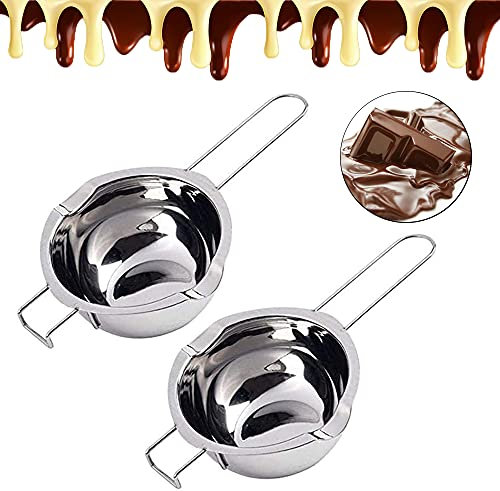 Pentola a Doppia Caldaia in Acciaio Inox,2 Pcs Chocolate Melting Pot,Doppio Inserto Caldaia,Doppio Ugello,Maniglia Resistente Al Calore,Fondo Piatto,Per Sciogliere Il Formaggio Al Burro di Cioccolato