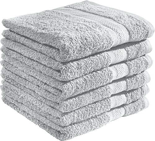 REDBEST Handtuchset, Frottierset 6er-Pack Chicago Silber Größe 50x80 cm - saugstark, strapazierfähig, ideal für Reisen, Sport (weitere Farben)