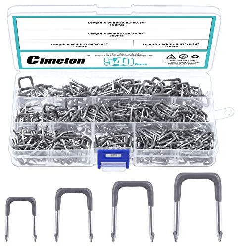 Cimeton Juego de 540 clavos aislados en forma de U, grapas de metal para fijar cables y cables