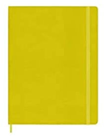 Moleskine Classic Liniertes Notizbuch, Hardcover aus Seide mit Elastikverschluss, XL-Größe, Farbe Heu Gelb