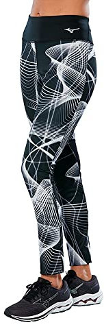 Mizuno Damen Bedruckte Strumpfhose Leggings, Schwarz, L