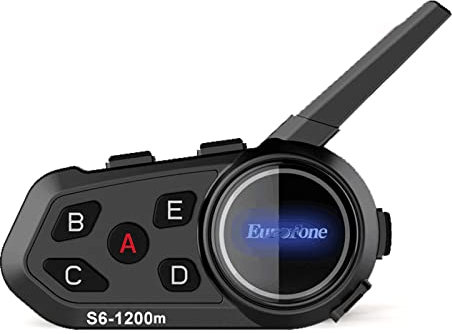 EuroFone S6 Motorcycle Helmet Headset Waterproof Motorcycle Helmet Intercom Communication System 1200m Bluetooth Headset with GPS,MP3 Player (Soft Microphone + Hard Mic)