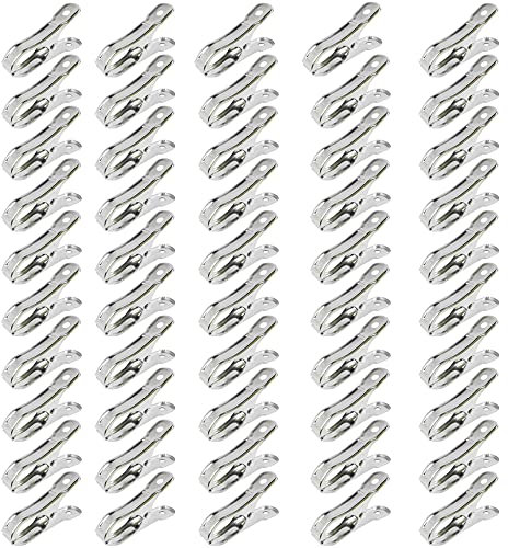 Mollette in Acciaio Inox,60 Pcs Mollette Bucato Mollette in Acciaio Inossidabile Antivento e Antiruggine per bucato,vestiti,calze,fotografie e conservazione di cibo