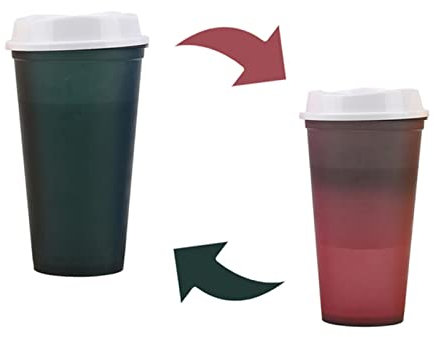 XKUN 5Pcs 473 ML De Bouteille d'eau en Plastique Température Couleur Changement De Tasse De Cupule À Chaud Réutilisable Casse À Café en Vrac Tumbler Personnalisé Cadeaux De Noël-Black Turns Red