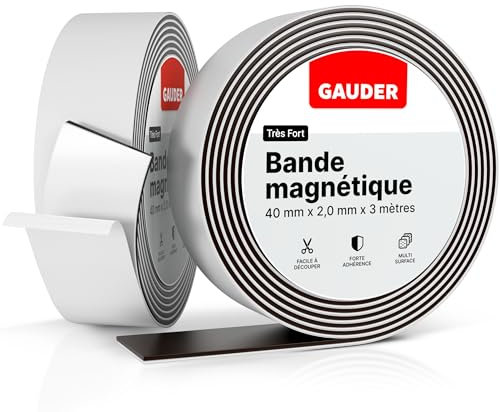 GAUDER Nastro Magnetico Estremamente Autoadesivo (3m x 40mm) | Strisce Magnetiche | Nastro Calamitato