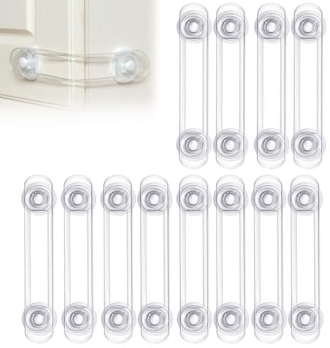 Baby-Sicherheits-Schrankschlösser, 12 Packungen, Kinderschränke, Babysicherung für Toilette, Schublade, Kühlschrank, Öfen, transparent