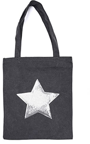 Ever Bloom Schultertasche Stofftasche Stern Shopper Tote Bag für Einkauf Schule Arbeit