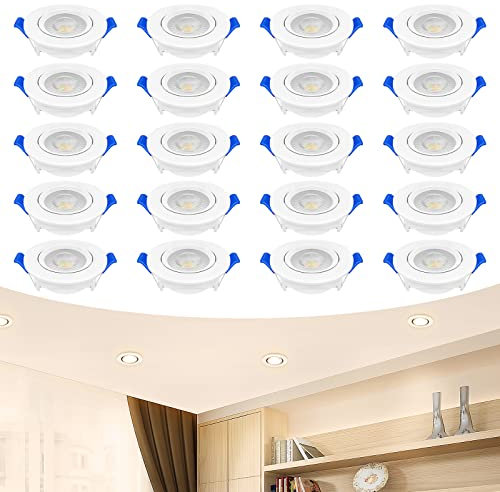 NAIZY Deckenspot LED Einbaustrahler 5W 220-240V Led Spots IP21 ABS + Acrylgläser Einbauleuchten, für Bad Küche Schlafzimmer Flur - 20 Stück Warmweiß