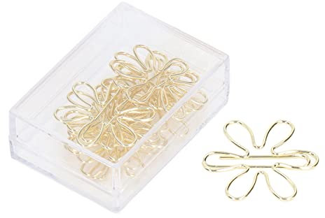Pssopp 100 Stück Niedliche Goldene Mini-Büroklammern, Blumen- und Pfeilspitzenformen, Büroklammern, Galvanisierte Goldene Büroklammern für Hochzeit, Hochzeit, Büro, Schule, Zuhause(#1)