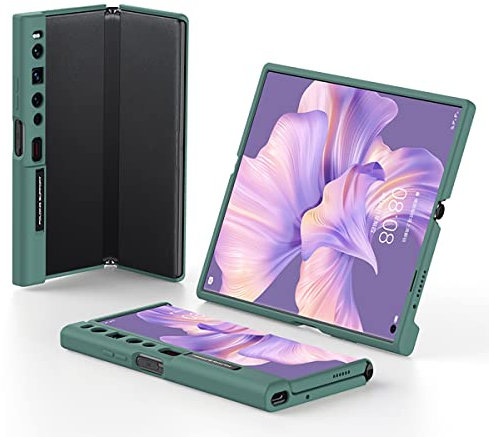 COQUE Custodia per Huawei Mate Xs 2, in pelle delicata sulla pelle, pieghevole, in pelle, per Huawei Mate Xs 2, verde scuro