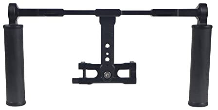 FEICHAO 360° Dual Handheld Grip Holder Gimbal Handle Stabilizer Rig 1/4 3/8 Positioning Hole Compatible with GoPro11 Insta360 DSLR Camera (Handheld Holder+Phone Clip)