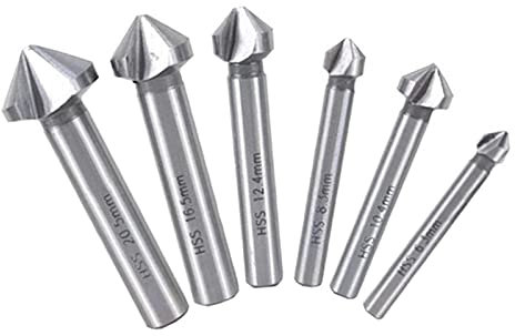 6 Piezas Broca Avellanadoras Metal, Avellanador Taladro Avellanador Conico, Avellanador 90°HSS Juego de Brocas Avellanadoras para Metal, Madera, Aluminio