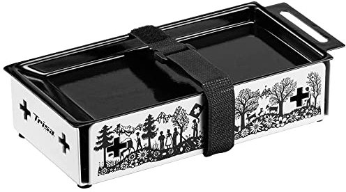 Trisa Kerzen-Raclette Kitchenette mit Trockenbrennstoff-Einlage, 4 Rechaud-Kerzen, Bambus-Spachtel & Klettband, Ideal für Reisen