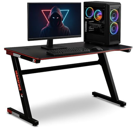 Gaming Tisch Schreibtisch Computertisch Desk Gamingdesk Table Gamertisch Gamingtisch mit Headset Halterung 120cm x 60cm Eckig