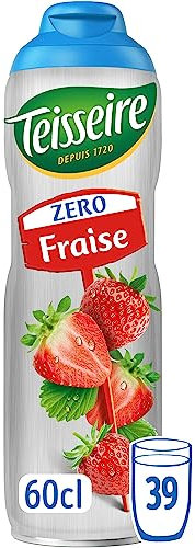 Teisseire Zéro Sucre, Sirop Fraise pour Boisson Rafraîchissante, Cocktails, Bidon 60cl