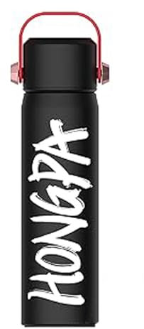 Bouteille Isotherme Acier Inoxydable 18/10, 500 ml Gourde INOX en Double paroi isolée sous Vide Réutilisable pour Sport, Randonnée, École, 12 Heures de Chaudes Et 24 Heures De Boissons Froides (Black)