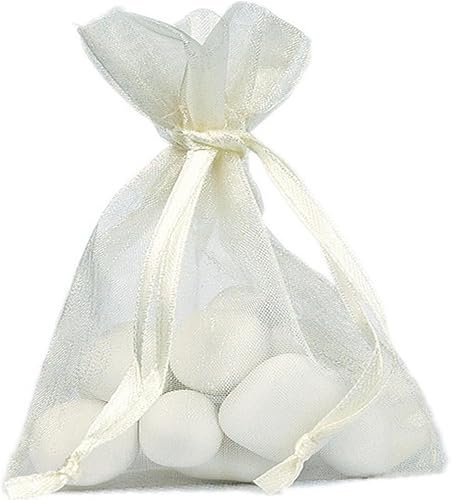 Organzasäckchen Organza-Beutel in creme elfenbein Hochzeit Verpackung Gastgeschenk Hochzeitsmandeln, Süßes oder Seifen Gastgeschenk Taufe Baby-Party Konfirmation Kommunion 7,5cm x 10cm 50 Beutel