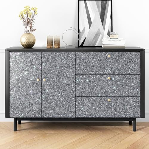 Yullpaper Papier Peint Adhesif Gris Paillettes Adhesif pour Meuble Papier Peint Decoratif pour Chambre Revetement Mural Adhesif Gris Papier Peint Autocollant Rouleau Adhesif pour Meuble 40cm X 200cm