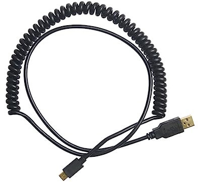 Mikikit Bold Data Line Coiled Usb Cable Type-c to Usb Coiled Spring Cable for Keyboard Professional
