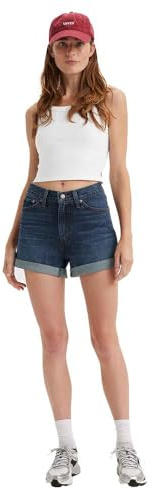 LEVIS Rolled 80S MOM Shorts Dark Indigo - Worn IN