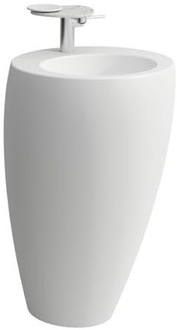 LAUFEN Alessi one Waschtisch, mit integrierter Säule, 1 Hahnloch mittig, mit Überlauf, 520x530, H8119717571041, Farbe: Weiß matt
