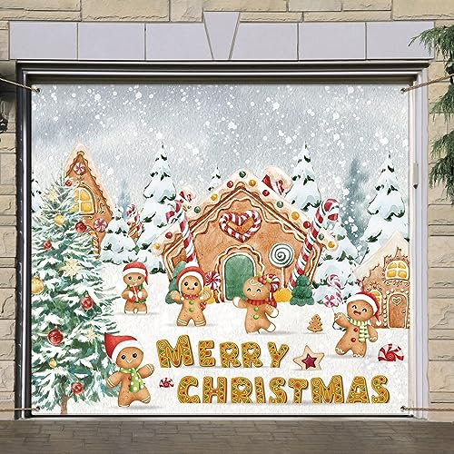Garagentor-Banner für Weihnachten, 2,1 x 2,4 m, Outdoor-Weihnachtsdekoration, Urlaub, Garagentorabdeckungen, Wandhintergrund, Dekoration für drinnen und draußen, für Weihnachten, Urlaub, Partyzubehör