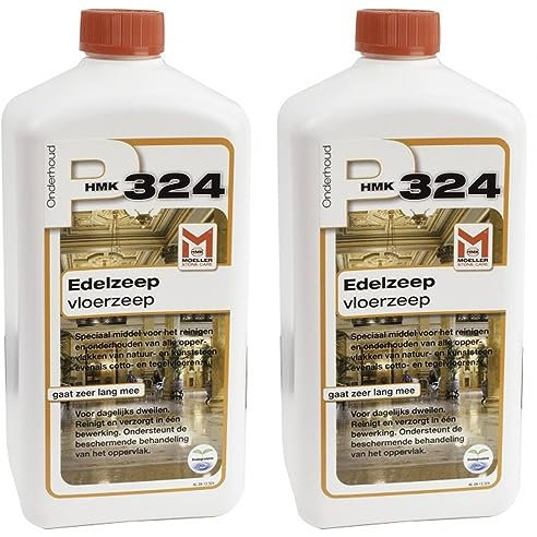 HMK P324 Bodenreiniger Edel-Steinseife - 2er Pack - 2 x 1L - Vorteilspackung - Reinigung & Pflege für Naturstein Kunststein Cotto Beton
