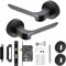 Decoranddecor Black Door Handles Internal Sets, Door Handle Set, Matt Black Door Handles Internal, Interior Door Handles - Mirage Range (2.5 Inch Mortice Lock with Keys - Key Hole Escutcheon Cover)