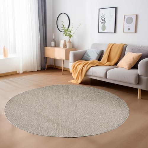 Carpetsale24 Runder Teppich 160 cm Braun, Weicher Schlingenflor Einfarbig, Pflegeleicht & Modern, Für Wohnzimmer oder Schlafzimmer, Stilvoll & Gemütlich