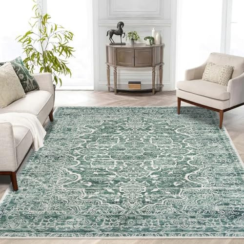 KUTA Vintage-Teppich, waschbar, für Wohnzimmer, ultraweich, rutschfest, Schlafzimmerteppich, bedruckt, traditioneller Landhaus-Teppich, für Esszimmer, Wohnheim, Büro, Heimdekoration
