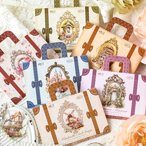 Scrapbook Bullet Journal Zubehör sticker,120pcs Scrapbooking Set Blumen Vintage Aufkleber Self-Adhesive Stickers für Scrapbook,Journaling,Photo Album, Calendar Planner, Bullet Journal,DIY Art