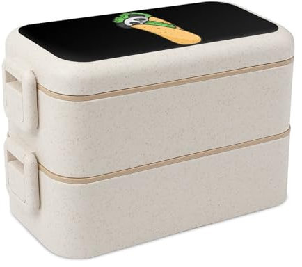 Panda Burrito Taco Cute Portable Bento Box All In One Container Leak-Proof Lunch Box 2 Compartments Food Storage Container