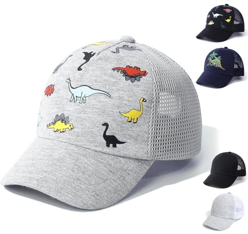 QIYIENDIAN Baby Kleinkind Baseballkappen einstellbar Sonne Hüte Dinosaurier Feste Farbe Hut Kinder Jungen Mädchen(Grey Dinosaurs,3-5Years)