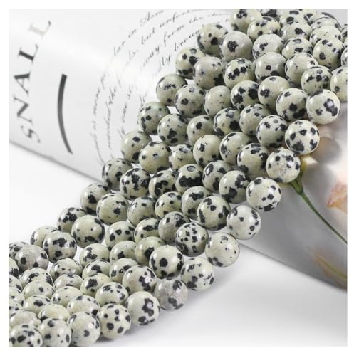Ouubuuy Dalmatine Crystal Beads, 6mm Round, 60pcs, Gemstone, Jewellery Making