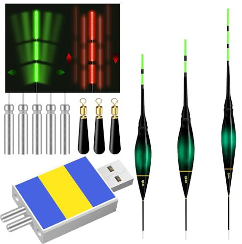 KUWUNG Led Posen Angeln Mit Bissanzeiger, 3 Stück Posen Angeln Smart Mit Gravity Sensing Und Metall Basis, Angel Zubehör Zum Angeln Am See, Fluss Oder Teich