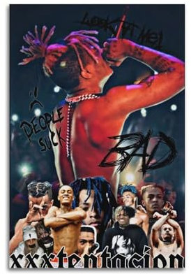 Xxxtentacion Poster, Raumdekoration, ästhetisches Poster, künstlerisches Poster für Schlafzimmer, Wohnzimmer, Wände, 50 x 75 cm, ungerahmter Stil