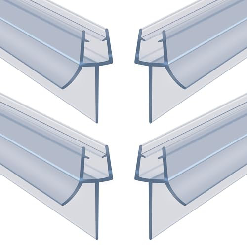 Flintronic Joint de Douche pour Paroi en Verre, 30CM 4PCS Barrière de Douche, Joint Porte Douche pour Vitre 6-8mm, Joint d'Étanchéité Cabine Douche Barrière Pliable, PVC Extra-épais(Transparent)