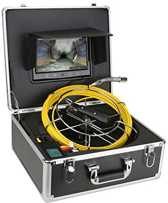HSSYHGDS Videoerkennungsgerät 10-Zoll-Monitor-Kanalrohrinspektionskamera mit Zähler IP68 HD 1000TVL Abflusskanalisationsrohrleitung Industrielles Endoskopsystem mit Kamera
