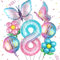 Folienballon Geburtstag Mädchen, 7 Stück Feen Geburtstag Deko Folienballon, Schmetterling Ballon, Luftballons Blumen, für Mädchen Geburtstage, Fotografie, Baby Shower, Party Bedarf (8 Jahre)