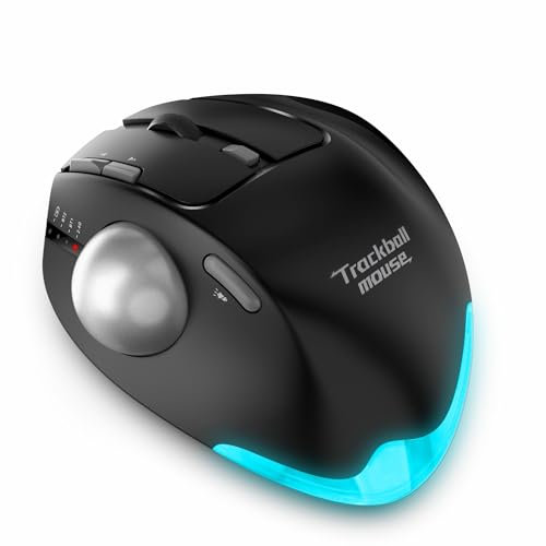zelotes Kabellose Trackball Maus,Bluetooth,4800DPI,8 Tasten,Daumenbedienung,Wiederaufladbar, Ergonomische Design,Maus Kabellos Funkmaus für Laptop,PC,Tablets