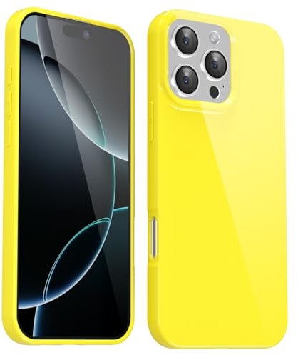Svanove for iPhone 16 Pro Case Silicone, Glossy Soft Rubber Gel Jelly Cute Protective Plastic Simple Plain Phone Case Cover for Women Girl, Slim Thin Flexible Shockproof TPU, Yellow