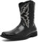 crazynekos Stivali da cowboy per gli uomini stivali occidentali moda coccodrillo modello punta quadrata cerniera laterale stivali in pelle metà polpaccio, Nero , 42.5 EU