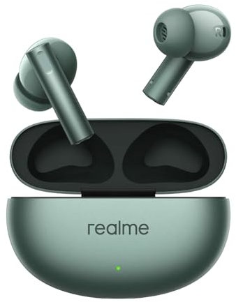 realme Buds Air 6 Auriculares Inalambricos Bluetooth,Cascos Inalambricos Bluetooth 5.3 con Hi-Res Estéreo,Controlador de 12.4 mm, 40H Auriculares Cancelacion Ruido ENC,IP55 Auriculares Tipo C,Verde