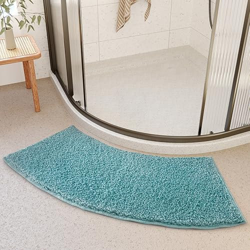 Tapis de Douche Angle Antidérapant,40x100cm Épais Microfibre Tapis de Bain Incurvé,Tapis Salle de Bain Arrondi Absorbant pour Douches d'angle,Lavable en Machine