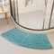 Badematte Runddusche,40X100cm Mikrofaser Duschmatte Halbrund,Zottelige Duschmatte Viertelkreis rutschfeste Hochflor Gebogen Duschmatte,Waschbarer Badematte für Eckdusche (Blau)