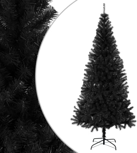 Myheimly Künstlicher Weihnachtsbaum mit Ständer Christbaum Tannenbaum Dekobaum Kunstbaum Weihnachten Dekoration Weihnachtsdeko PVC Schwarz,180 x 90 cm